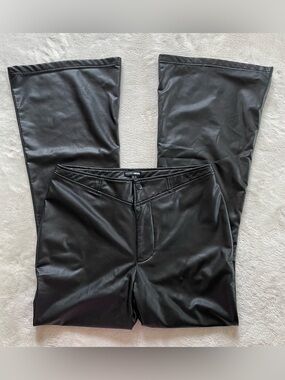 Fashion Nova Black Pleather Flared Pants size 1X